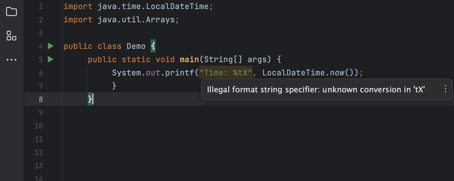 新しい Java のインスペクション