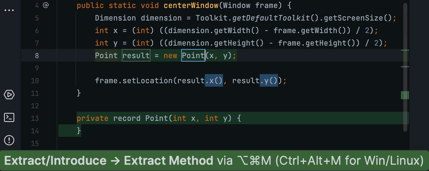 Refatoração Extract Method aprimorada