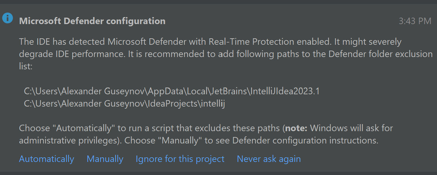 Empfehlung zum Ändern der Microsoft-Defender-Einstellungen für eine bessere Performance