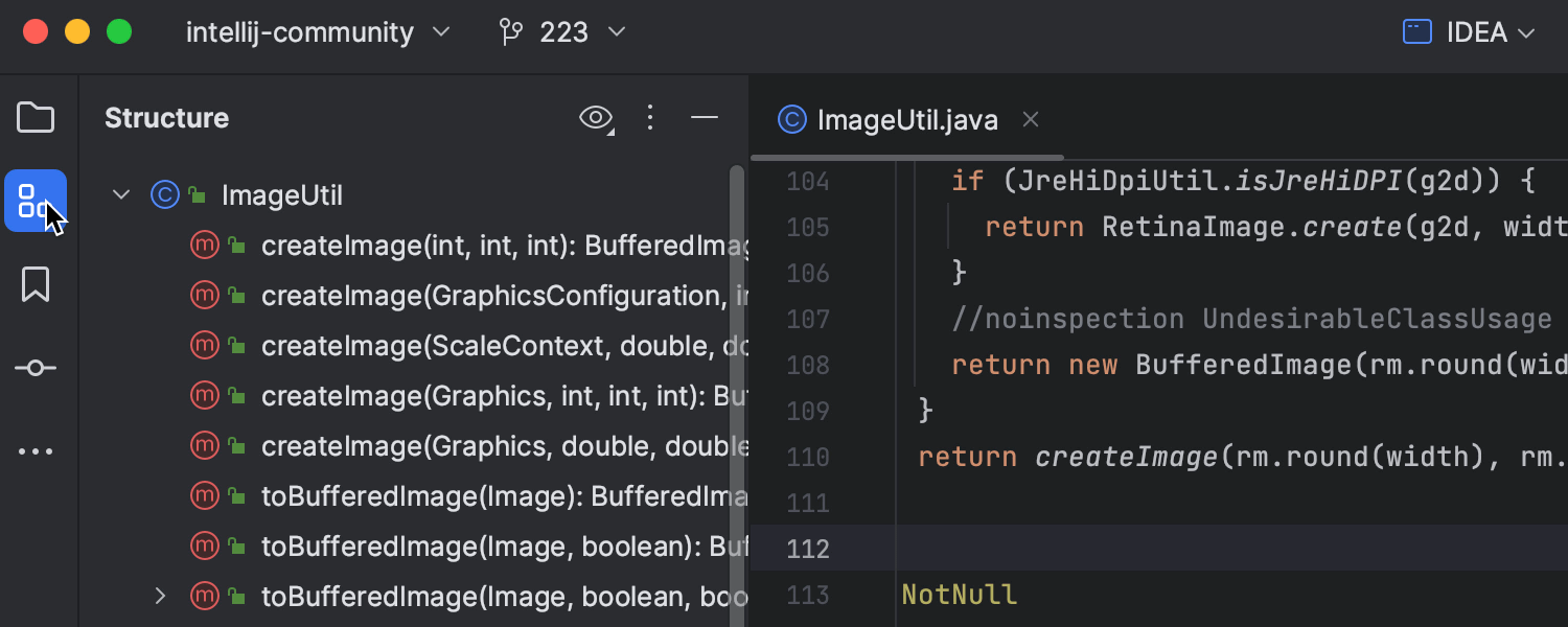 Nova configuração <i>Remember size for each tool window</i>