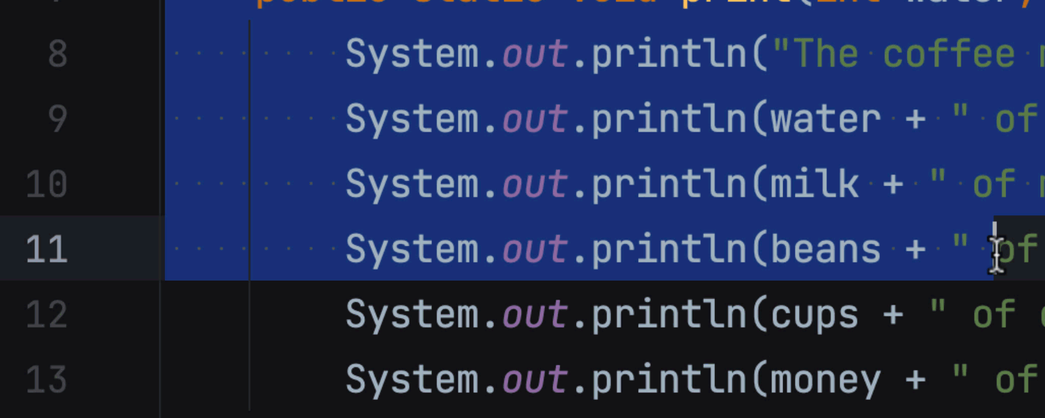 Anzeigen von Leerräumen nur im ausgewählten Code