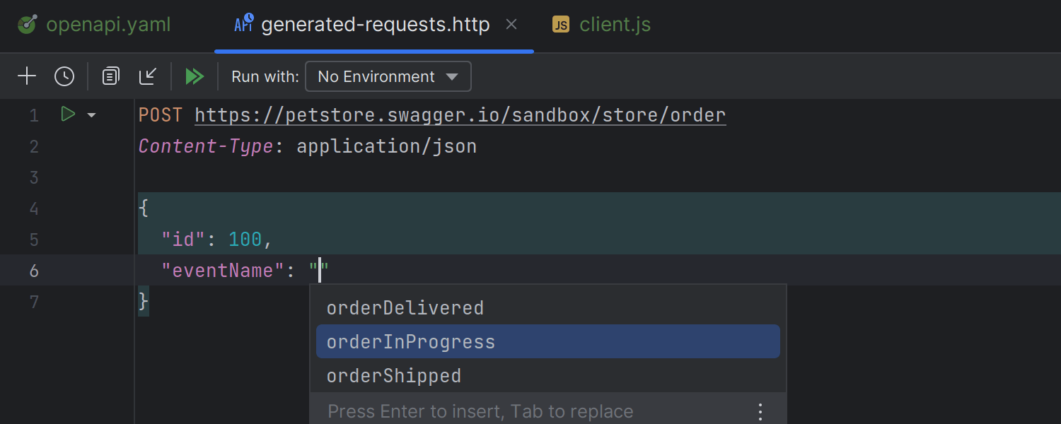 jetbrain schema completion