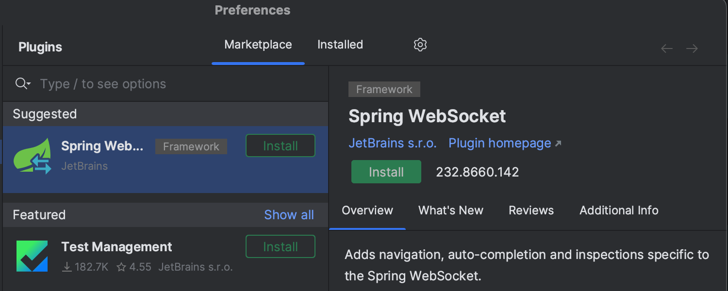 Рекомендации плагинов в Settings/Preferences