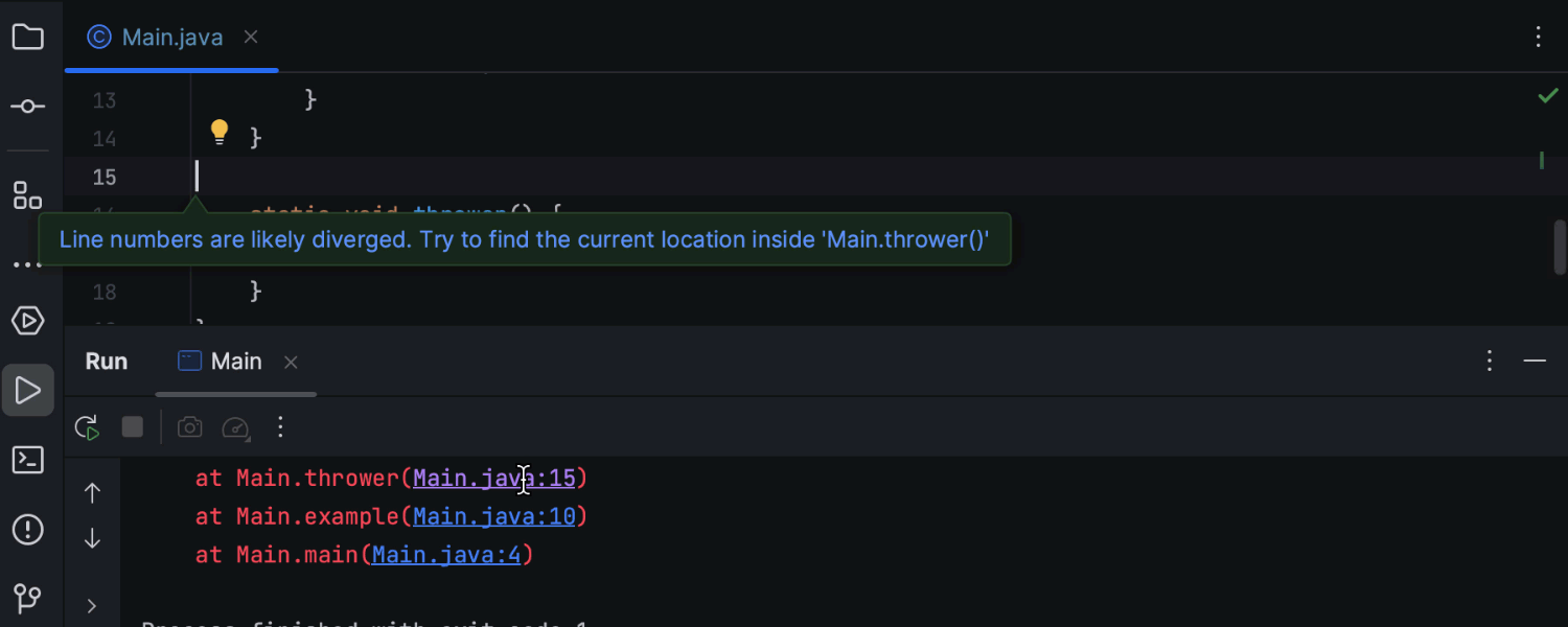 Verbesserte Navigation bei der Stack-Trace-Analyse