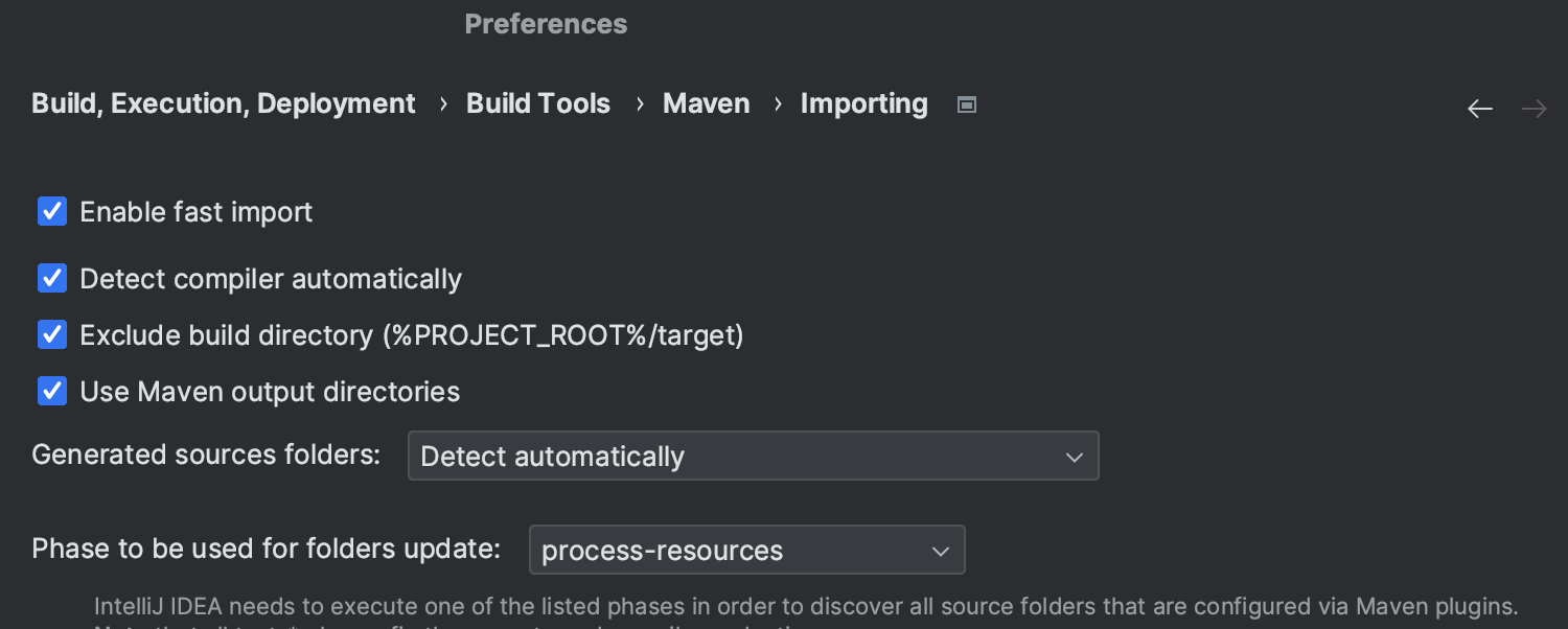 全プロジェクトに対する高速な Maven のインポート