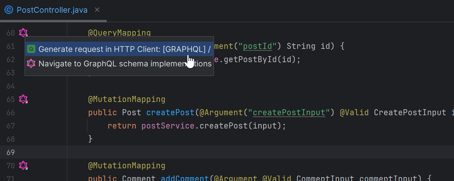 Integración del complemento GraphQL con el cliente HTTP