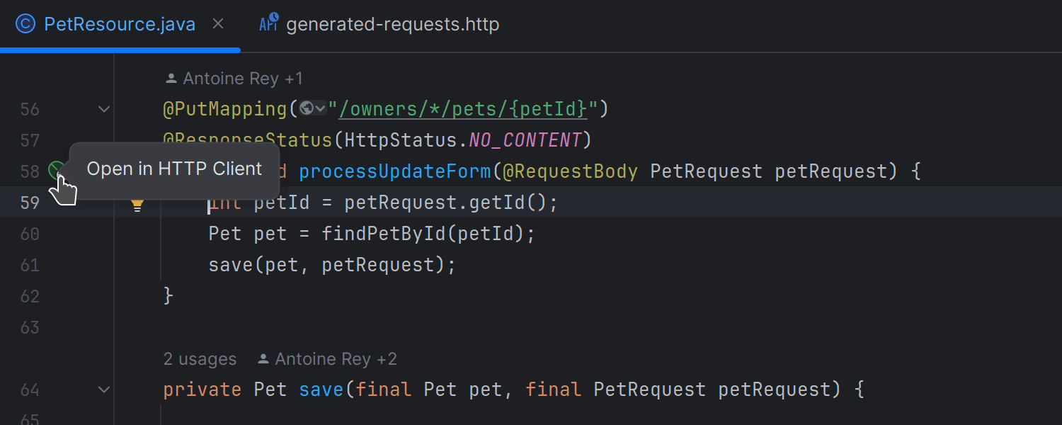 Amélioration de la saisie semi-automatique pour le corps des requêtes JSON dans le client HTTP