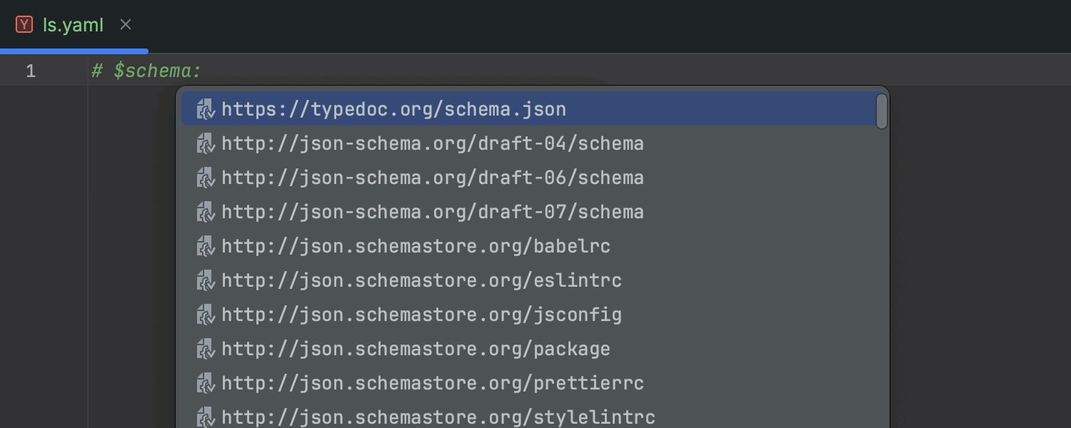 Unterstützung für $schema in YAML-Kommentaren