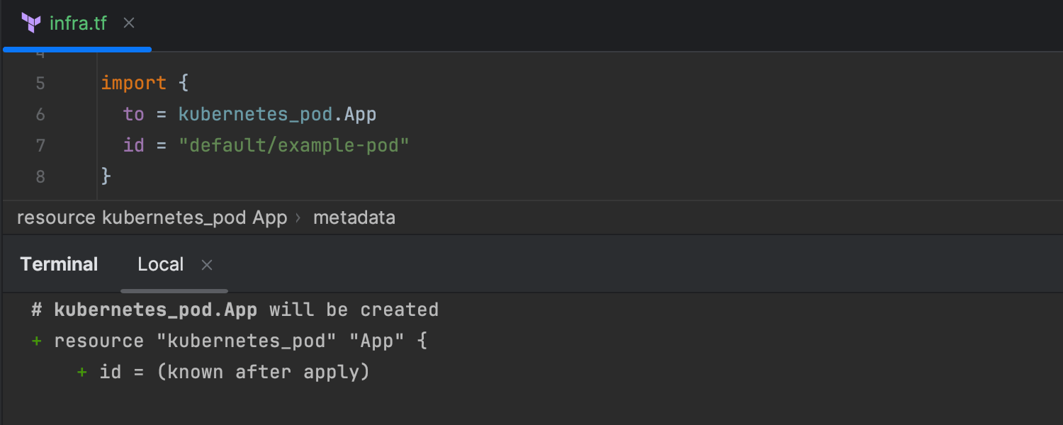 Поддержка блоков import в Terraform