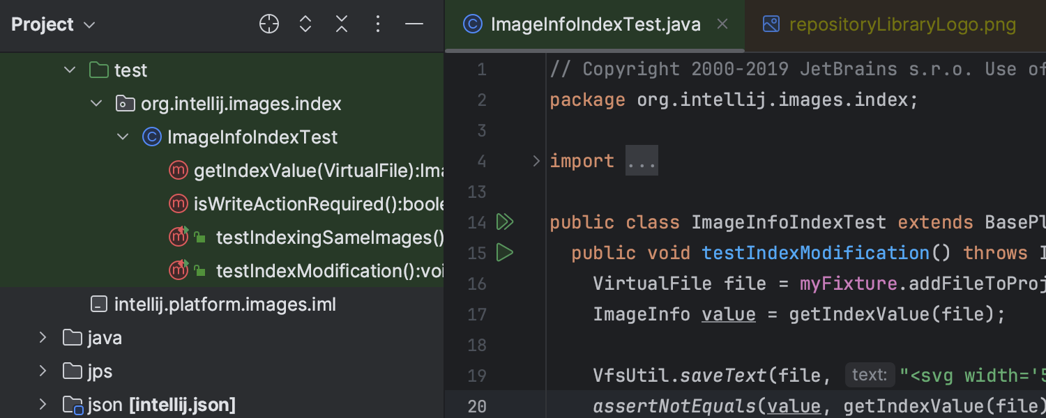 Guias do editor codificadas por cores por padrão