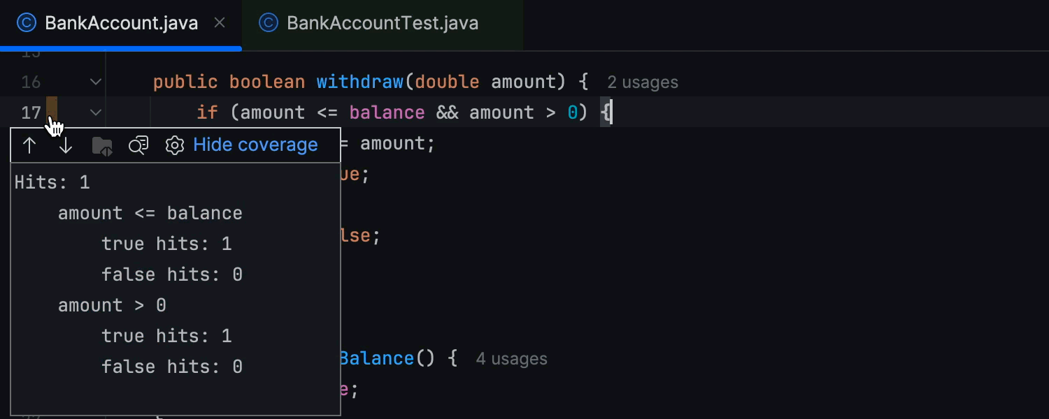 Conditional statement coverage