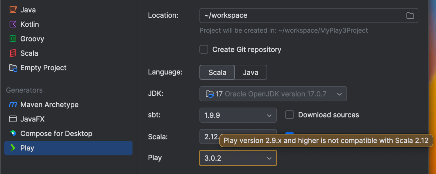 Mise à jour pour Play Framework