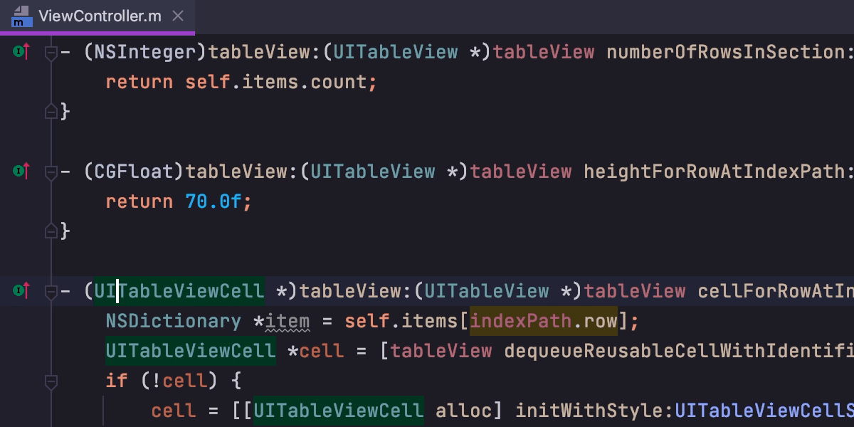 swift appcode tableviews