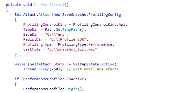 Uso de la API de profiling de dotTrace