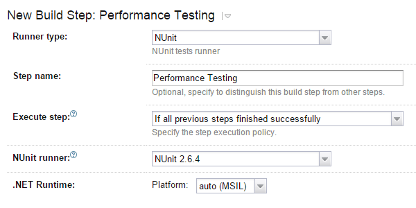 Exécution du test unitaire de l'étape de build sous le profileur