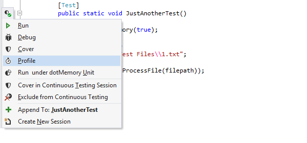 Profiling unit tests