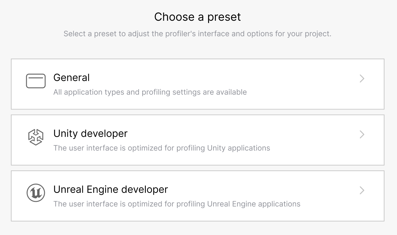 Profiling presets