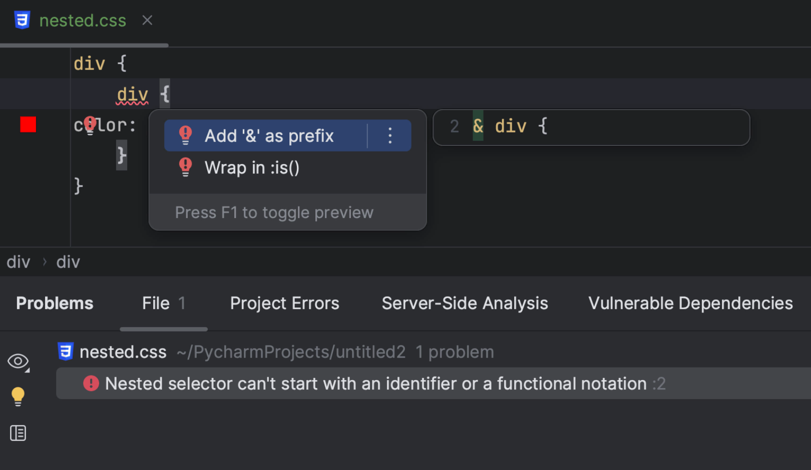 CSS nesting support