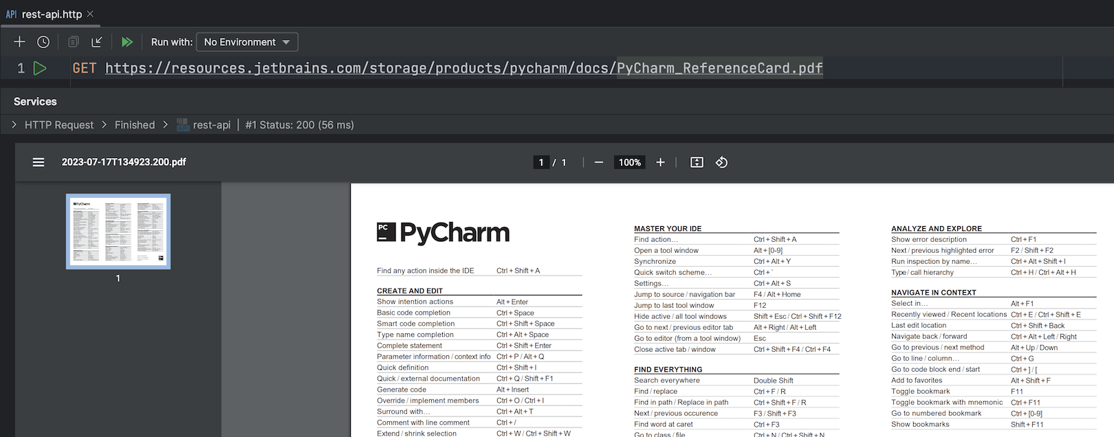 Vistas previas de las respuestas en PDF y HTML en el cliente HTTP