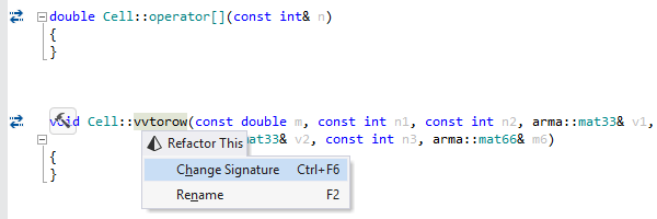 Refaktorierung zum Ändern der Signatur in C++