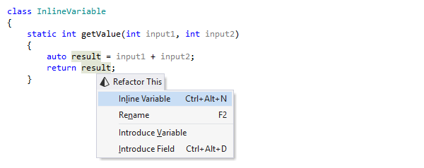 Refactorisation Inline Variable en C++