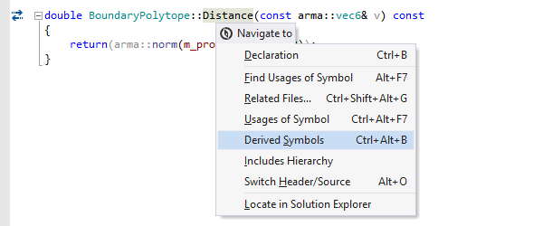 Menu Naviguer à dans ReSharper C++