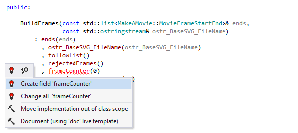 Génération de code à partir d'une utilisation dans ReSharper C++