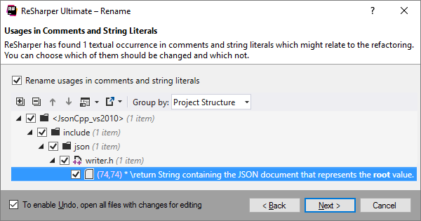 Refatoração para renomear no ReSharper C++