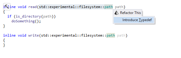 Introduce typedef and Inline typedef refactoring in ReSharper C++