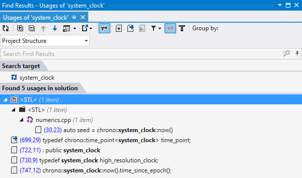 Buscar usos de un símbolo con ReSharper C++