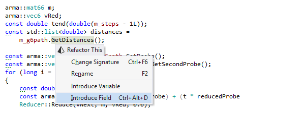 ReSharper C++ 中的 Introduce Field 重构