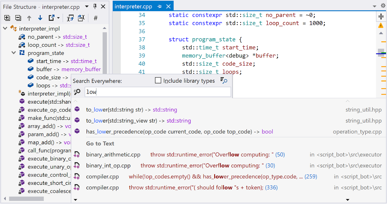 Einfache Navigation im Code