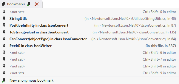 ReSharper bookmarks
