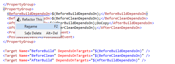 ReSharper refactorings are available in build scripts