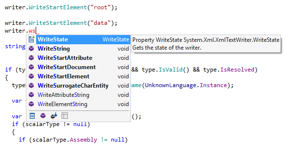 Saisie automatique de symboles du code en C# avec prise en charge CamelHumps