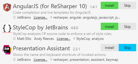 Extension Manager de ReSharper