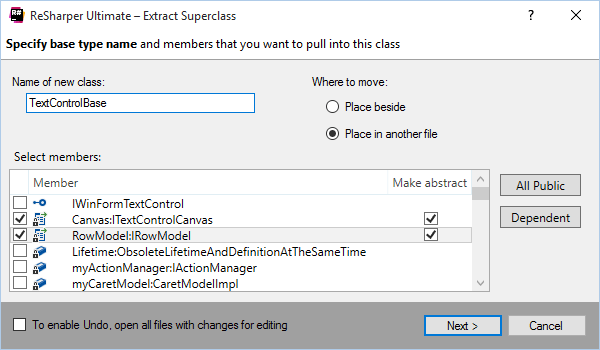 Die Refaktorierung Extract Superclass in ReSharper