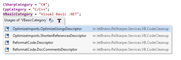 Navigating to usage of a symbol