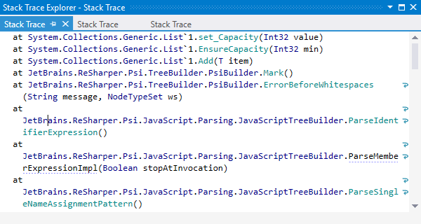 Stack Trace Explorer no ReSharper