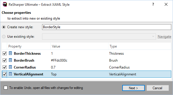 XAML 스타일 추출