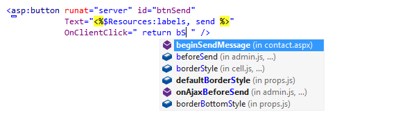 Codevervollständigung von ReSharper in ASP.NET