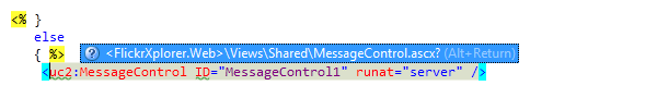 ReSharper가 ASP.NET에 사용자 컨트롤을 자동으로 등록