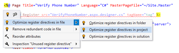 ReSharper针对ASP.NET的代码检查和快速修复