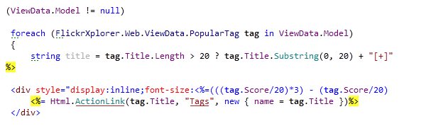 Syntax highlighting in an ASP.NET MVC view