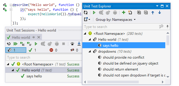 Unit testing features in JavaScript