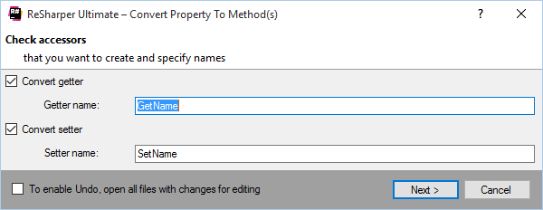 Refactorisation Convert Property to Method dans ReSharper