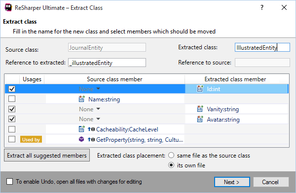 Extract Class refactoring in ReSharper