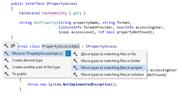Refactorisation Move Types into Matching Files in ReSharper