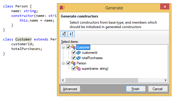 Gerar o construtor no TypeScript
