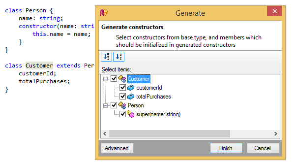 TypeScriptでのコンストラクタの生成